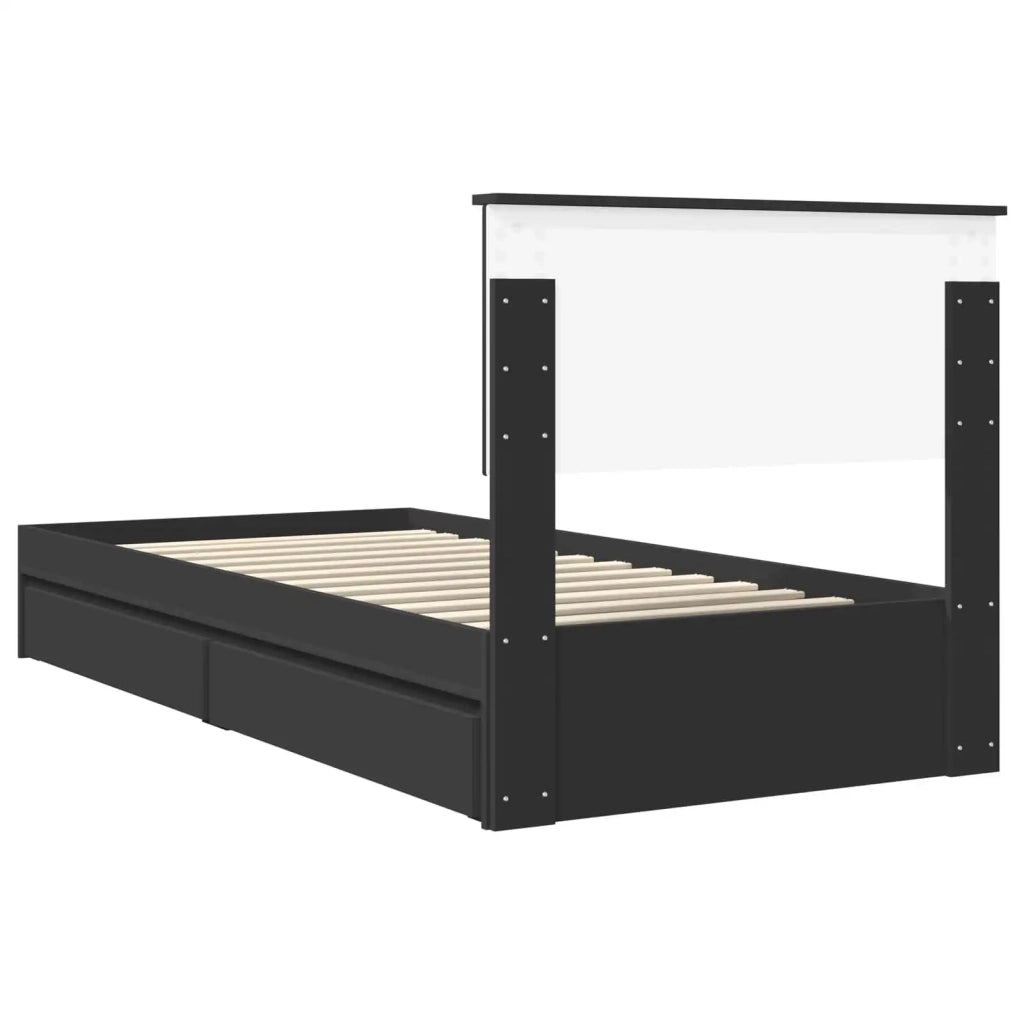 Letto con Contenitore Nero 90 x 190 cm Legno multistrato 3410841