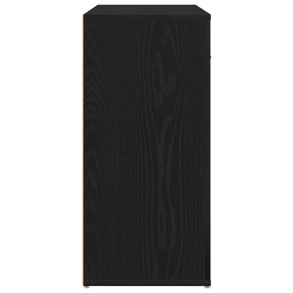 Credenza Nera in Rovere 80x33x70 cm in Legno Ingegnerizzato