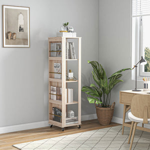 Libreria 4 Ripiani 40x40x150 cm con Rotelle in Legno Quercia