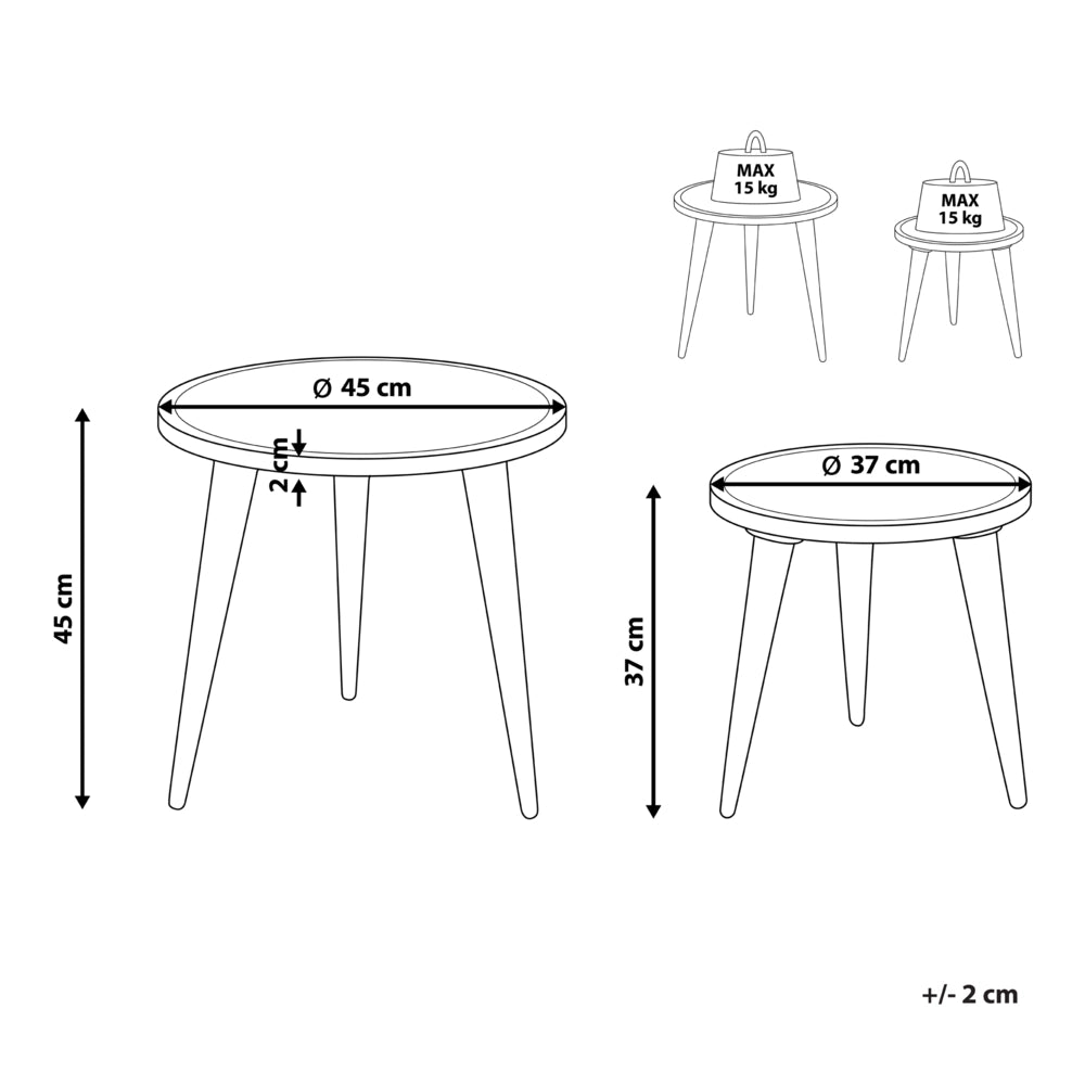 Set di 2 tavolini in legno di mango marrone Tavolino decorativo per il caffè Piccolo arredamento per il soggiorno Design orientale