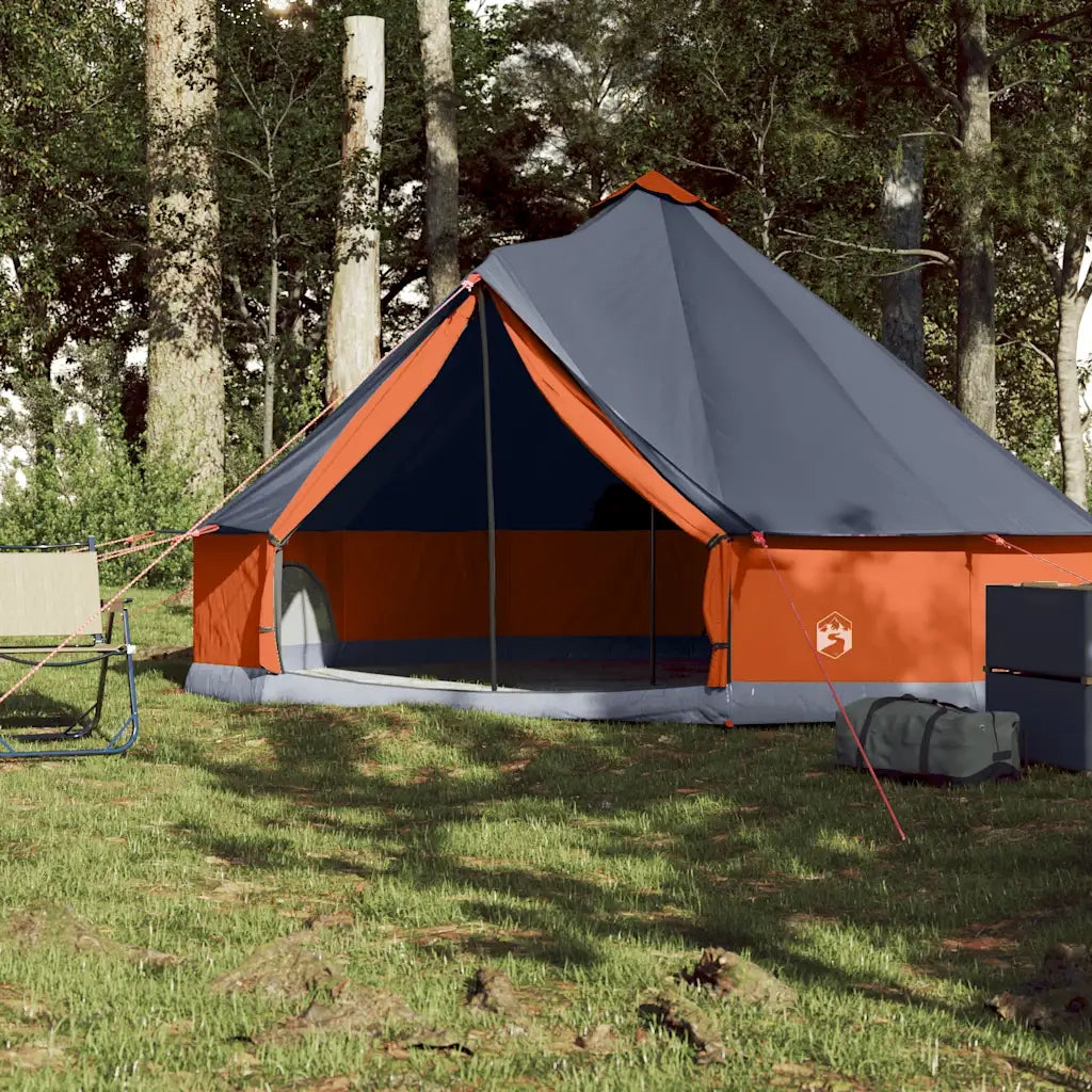 Tenda Familiare Tipi 6 Persone-Tenda da campeggio Grigia e Arancione Impermeabile 141708