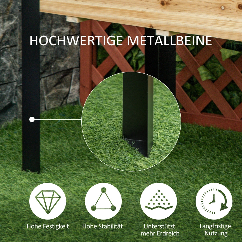 Hochbeet Piantagione Fioriera ¨C zephmum ¨C Legno Massello Acciaio Naturale+Antracite 120x60x74 cm