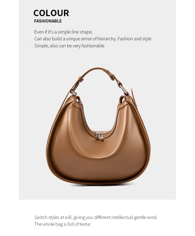 Borsa da donna alla moda in vera pelle, colore marrone.
