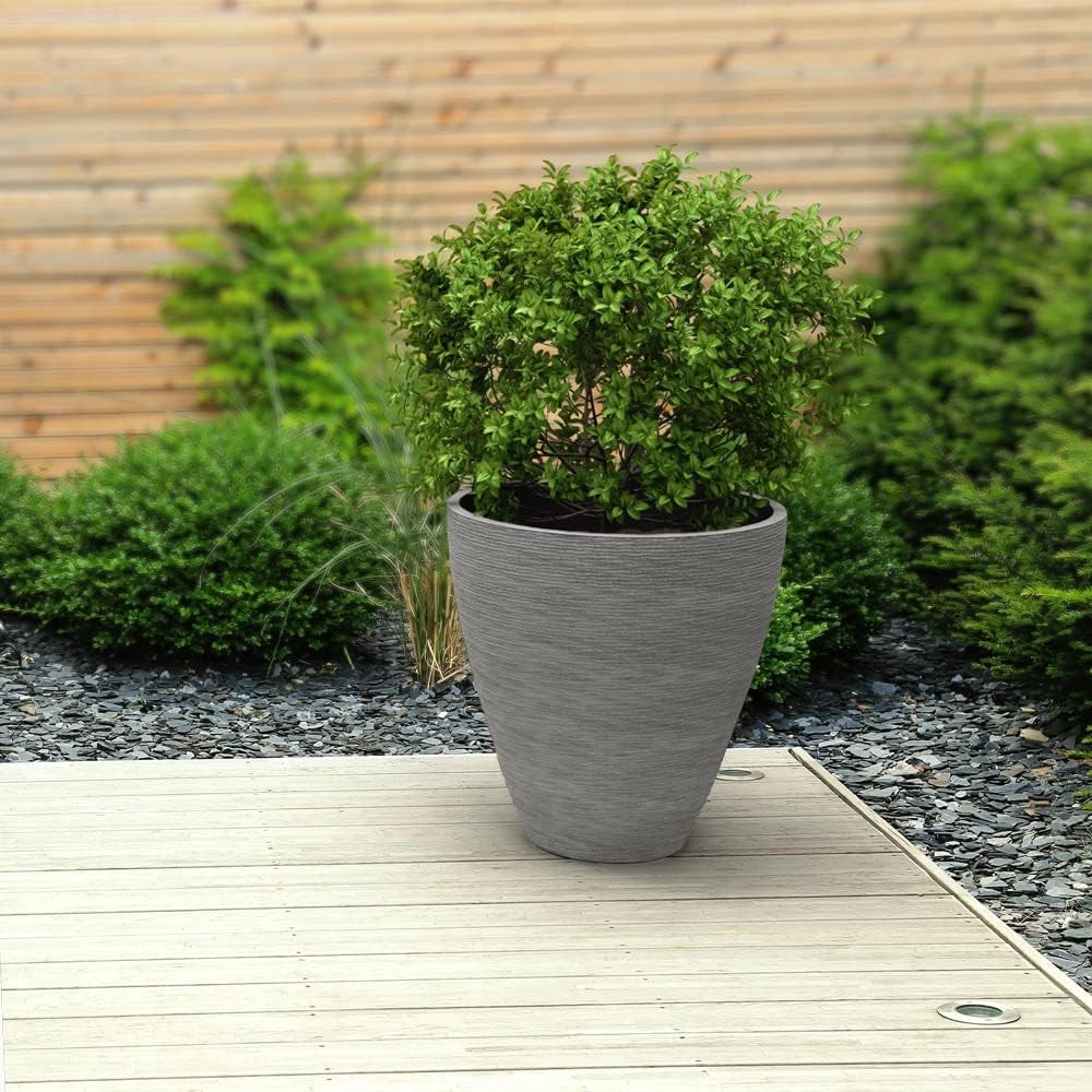 Deuba Fioriera 40 x 42cm 32 Litri Vaso per Fiori Piante Vasi da Esterno Giardino Resistente alle Intemperie Grigio