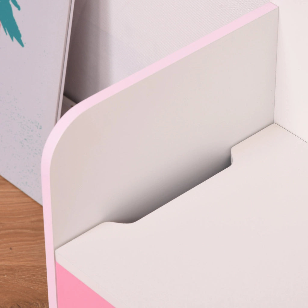 Panca Contenitore Portagiochi con Schienale in Legno 60x30x50 cm Rosa