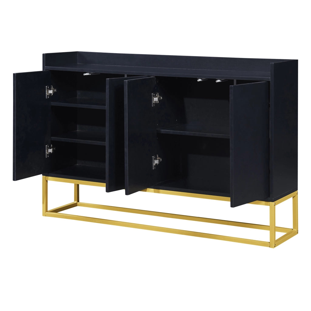 Madia a 4 ante con 2 ripiani regolabili e apertura a pressione per soggiorno 120×30×80 cm nero