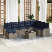 Set di divani 9 pz 8-Numero di posti Grigio e Blu Navy 3359044