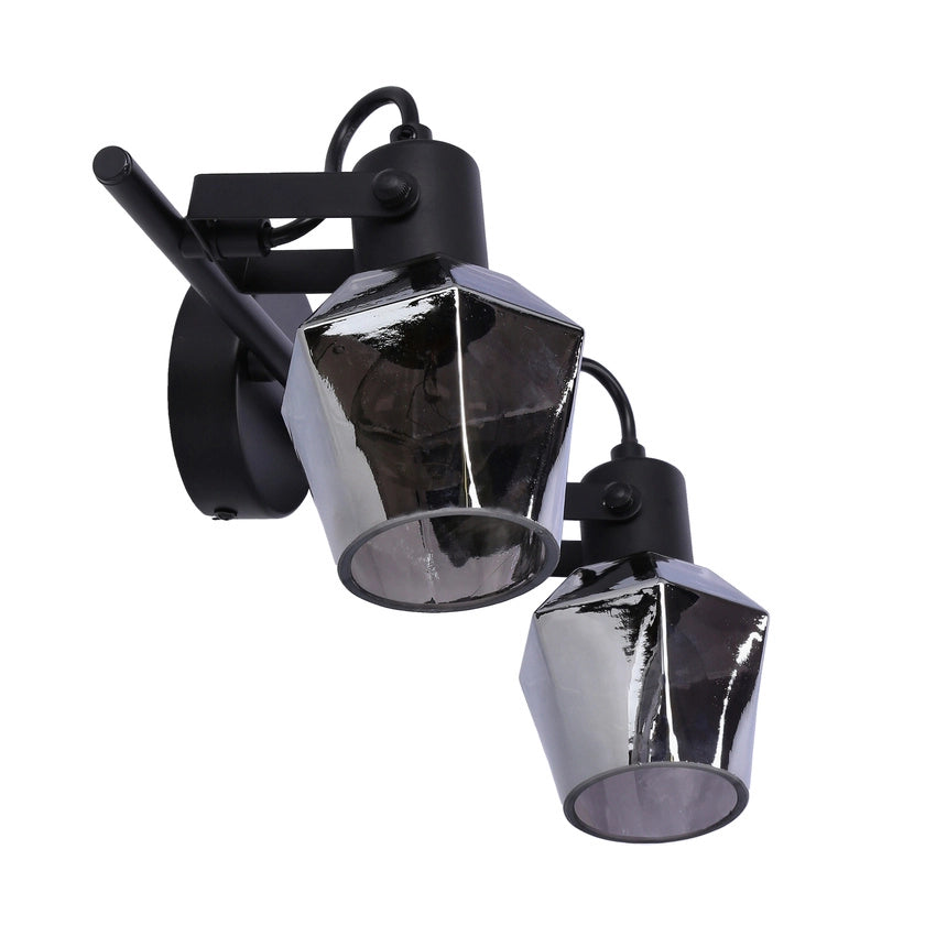 Plafoniera/Applique Candellux Randi nera vetro fumé 2xE14 15W