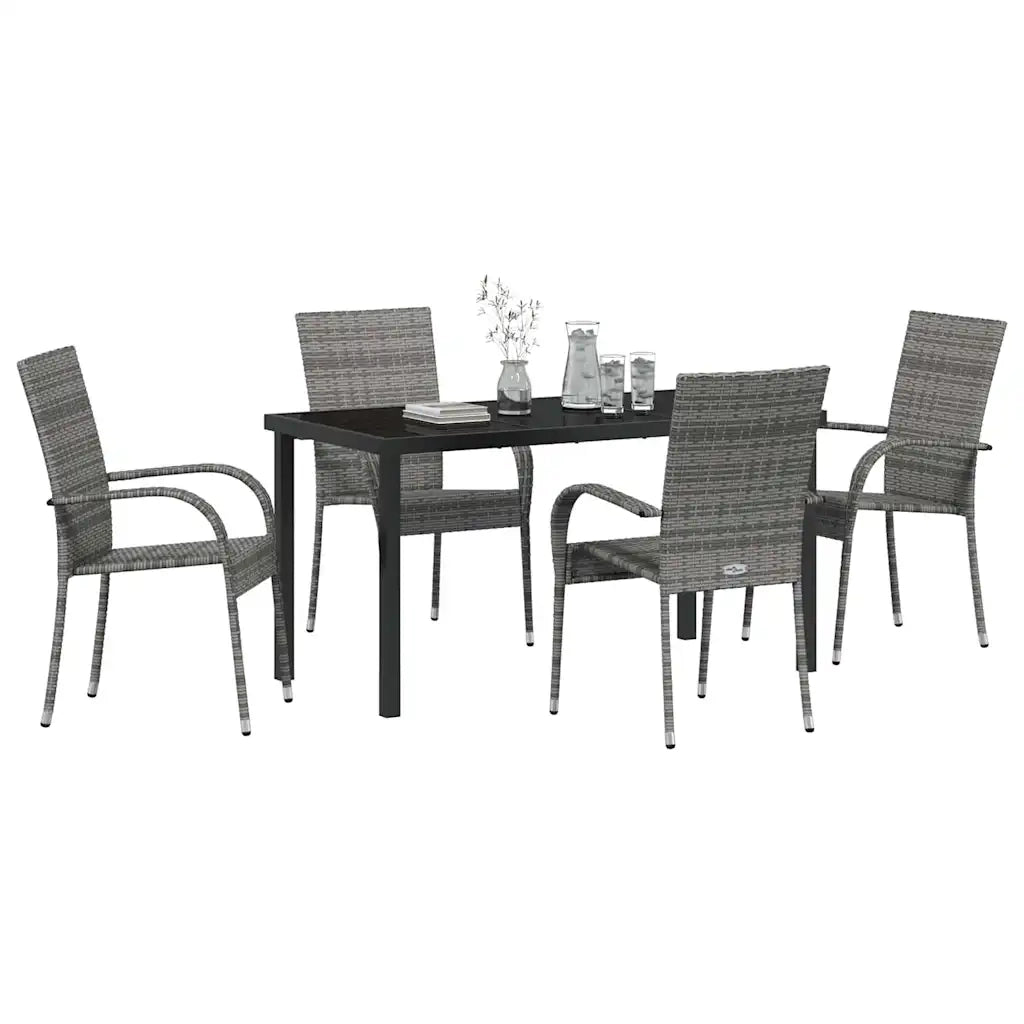 Set da Pranzo per Giardino 5 pz | Set Salotto da Giardino Grigio