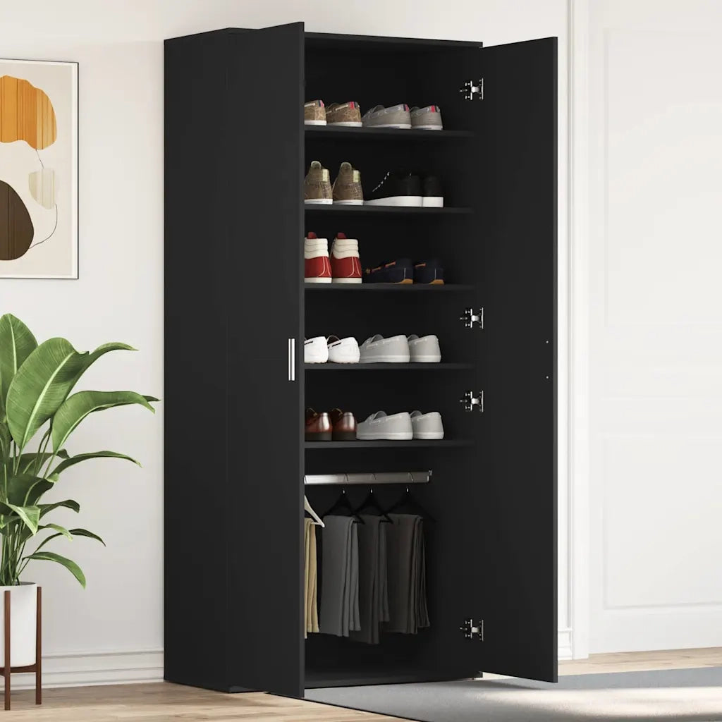 Mobile per scarpe Nero 80 x 39 x 178 cm Legno multistrato 3333867