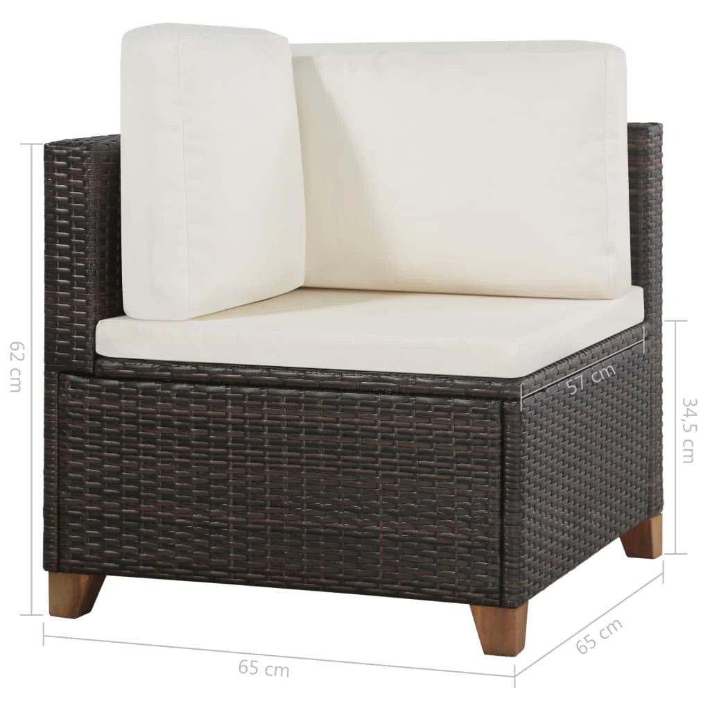Set di mobili da giardino mobili da esterno set da 4 pezzi con cuscini resina intrecciata marrone 02_0016192