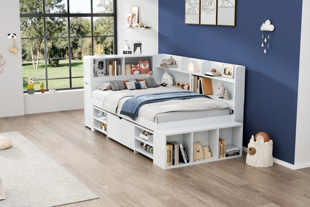 Letto singolo multifunzione in compensato 90x200 cm