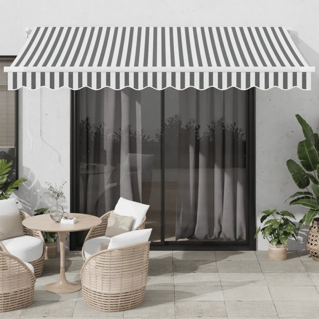Tenda da Sole Retrattile Manuale con LED Antracite e Bianco 3215782