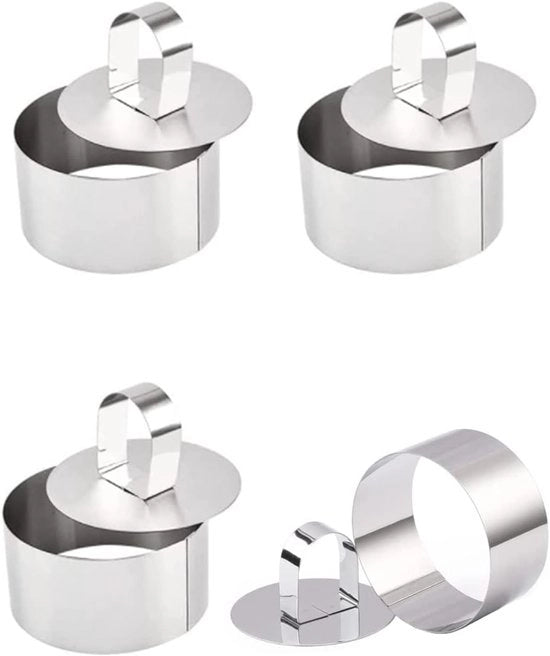 Ring per torta a forma rotonda, 4 pezzi, anello per torta in acciaio inossidabile a forma rotonda, forma per cheesecake mini, teglia per muffin, teglia per pancake, teglia per pancake