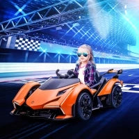 Macchina Elettrica per Bambini Lamborghini con Telecomando, Fari LED e Musica, Età 3+ Anni, Arancione