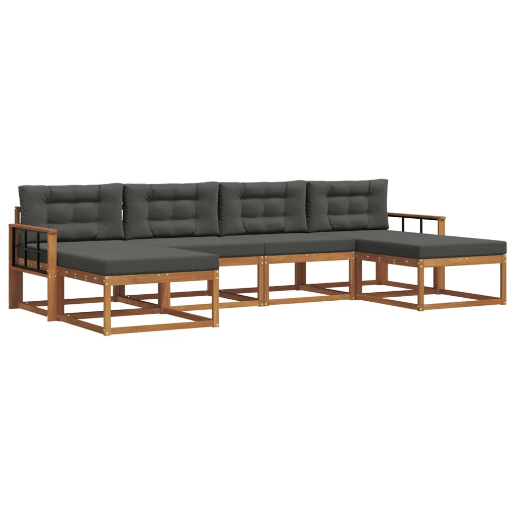 Set di divani da esterno con cuscino 6 pcs Naturale e Antracite