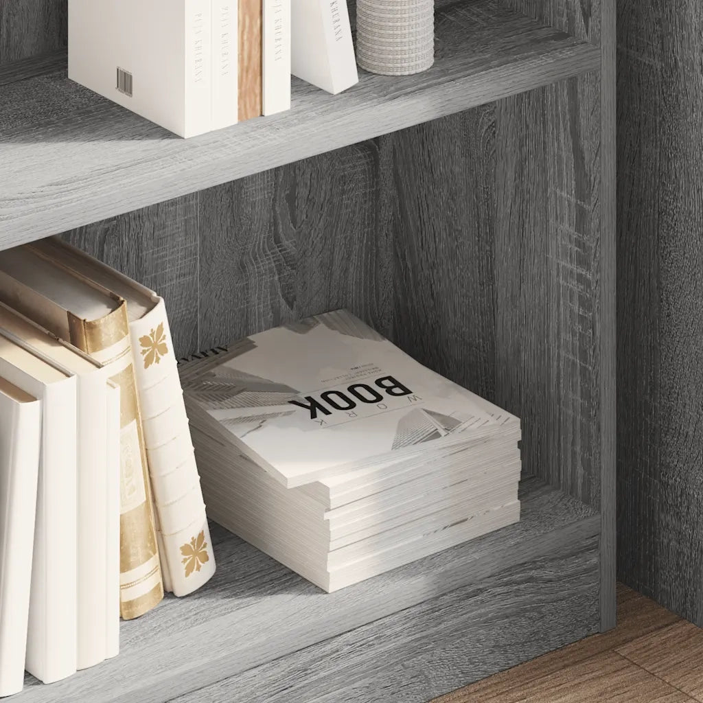 Libreria-Scaffale per Libri-Mobile di Stoccaggio Grigio Sonoma 80x24x76 cm in Legno Multistrato