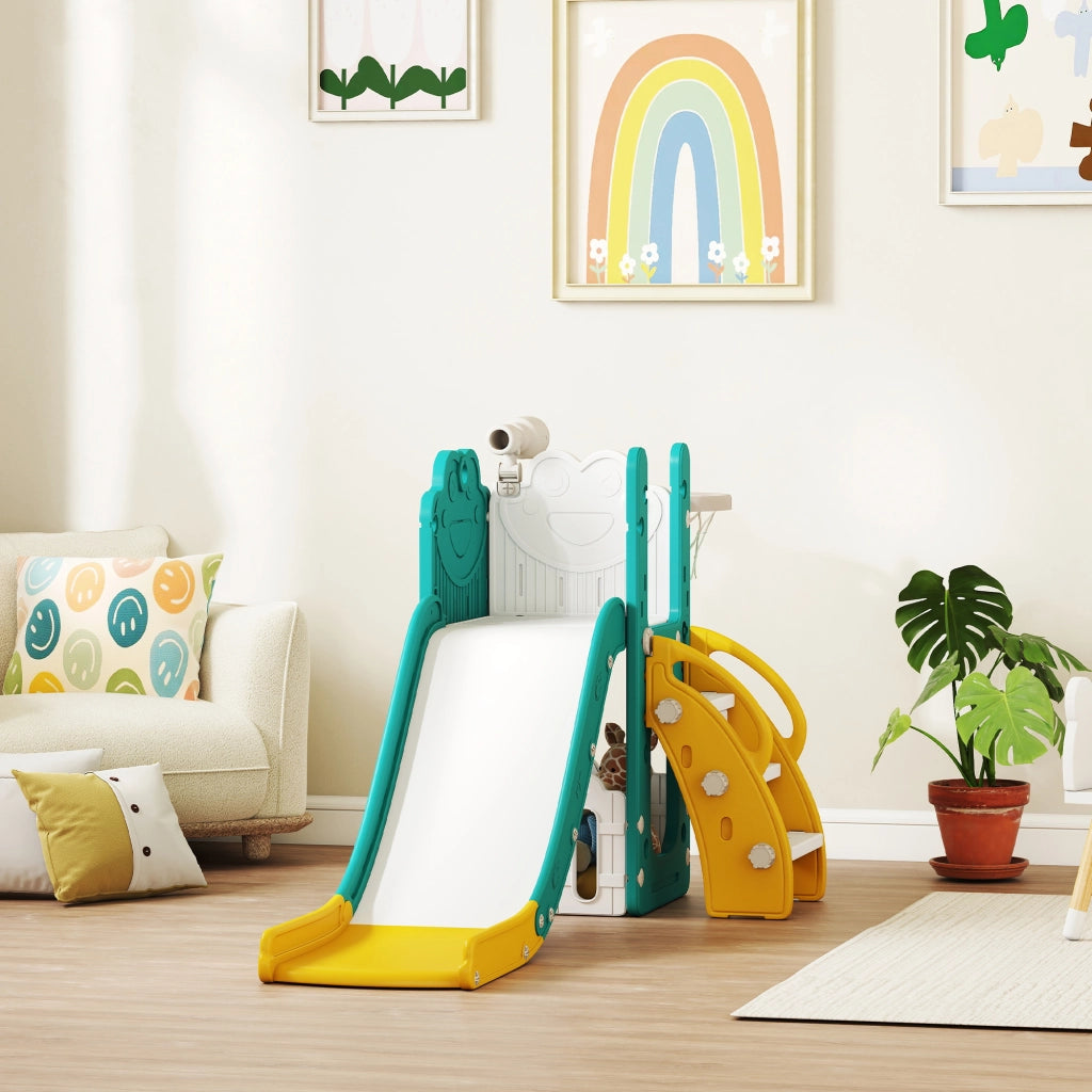 Toboggan 5 in 1 per bambini con canestro ¨C zephmum ¨C 178x70x86cm giallo
