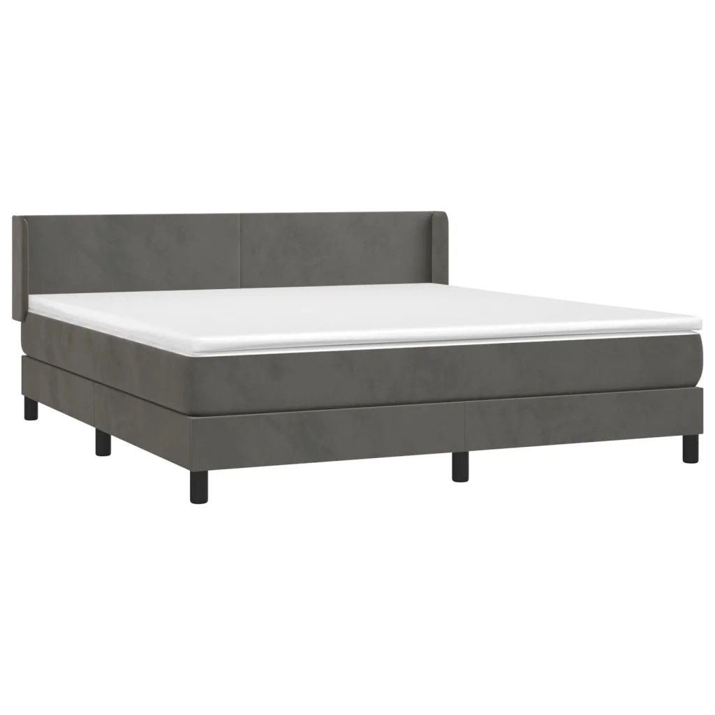 Giroletto a Molle con Materasso Grigio Scuro 160x200 cm Velluto cod mxl 37974