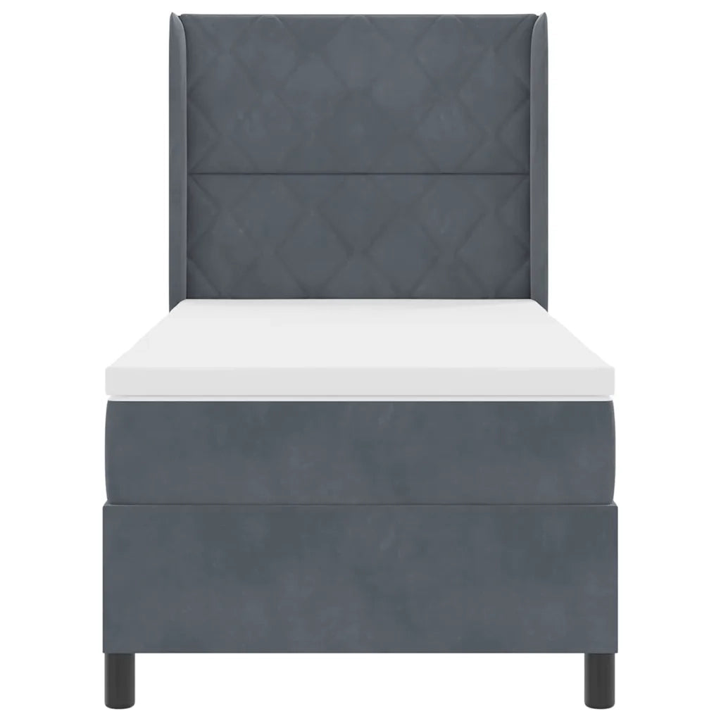 Letto a molle con materasso Grigio scuro 90 x 200 cm Velluto 3342045