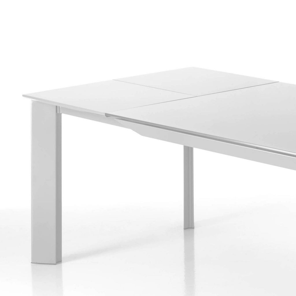 Tavolo allungabile in vetro temprato bianco cm. H.76 x L.90 x P.160