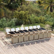 Set da Pranzo per Giardino 17pz con Cuscini in Polyrattan Beige cod mxl 35997