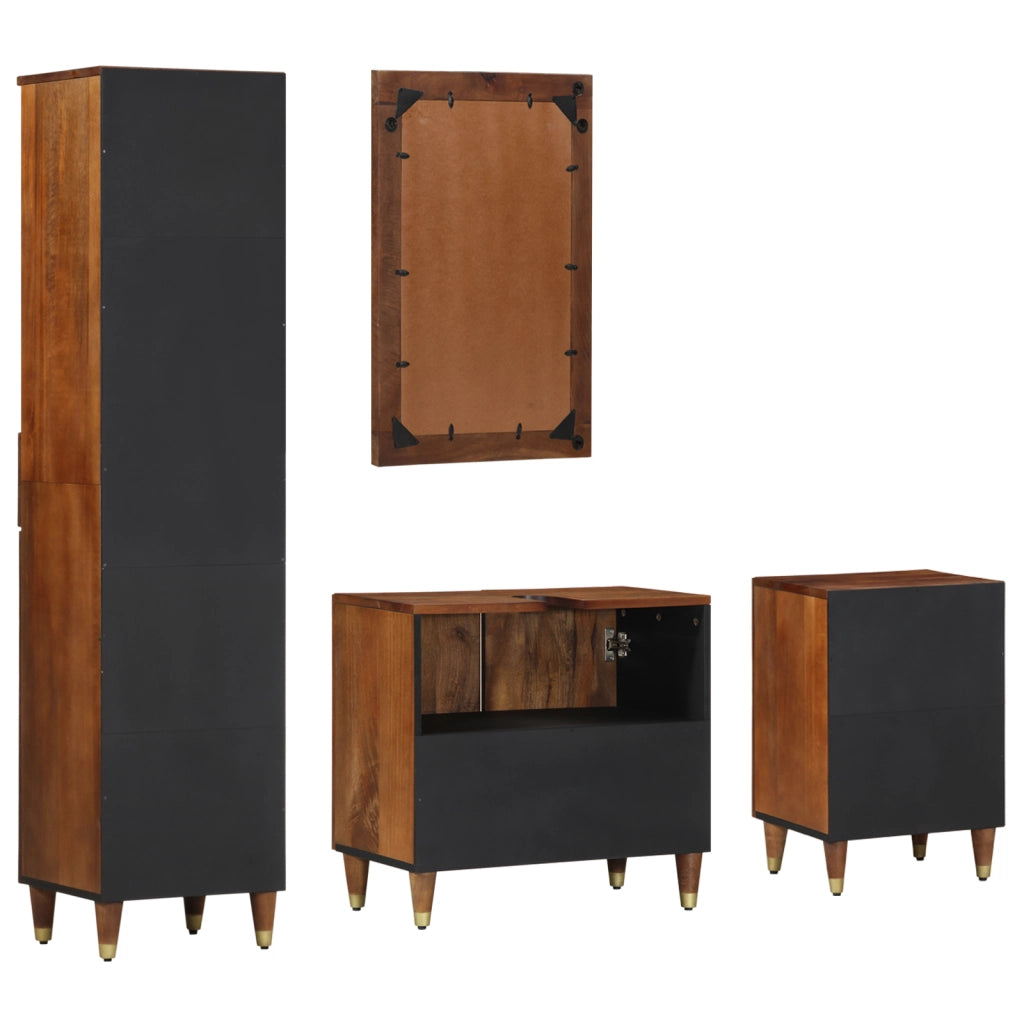 Set di Mobili per Bagno  in Legno Massello di Mango (4 Pezzi)