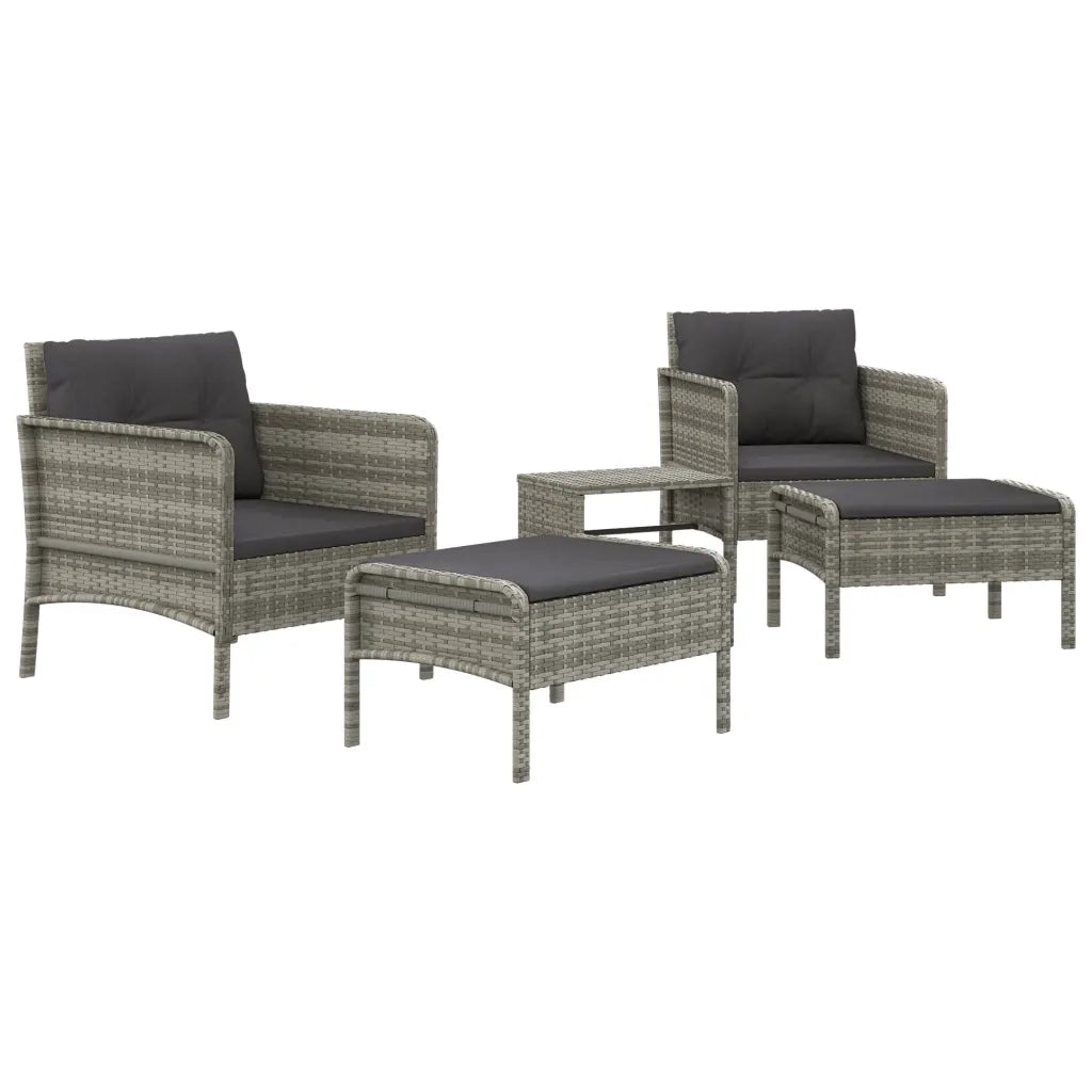 Set Divani da Giardino 5 pz | Set Salotto da Giardino con Cuscini in Polyrattan Grigio
