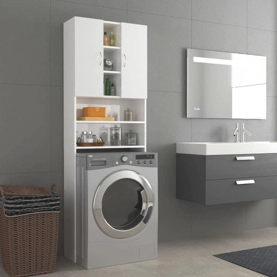 Cassa per lavatrice alta lucidità bianca 64x25,5x190 cm - Spazio di stoccaggio e stile per la zona bagno o lavanderia