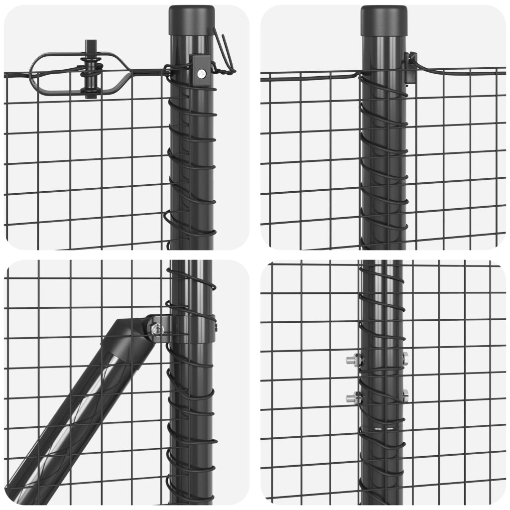 Set di Posti per Recinzione Set di 2 Grigio Metallo 25 x 1,5 m