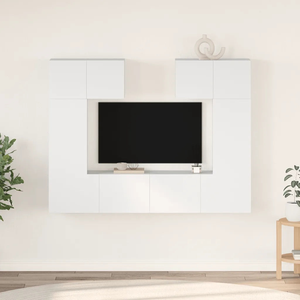 Set Mobili TV 6 pz Bianco in Truciolato cod mxl 33899