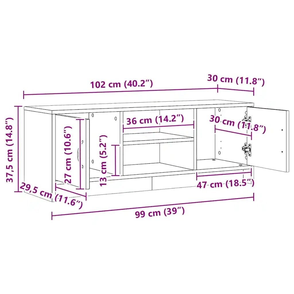 vidaXL Mobile Porta TV Rovere Artigianale 102x30x37,5 cm Multistrato