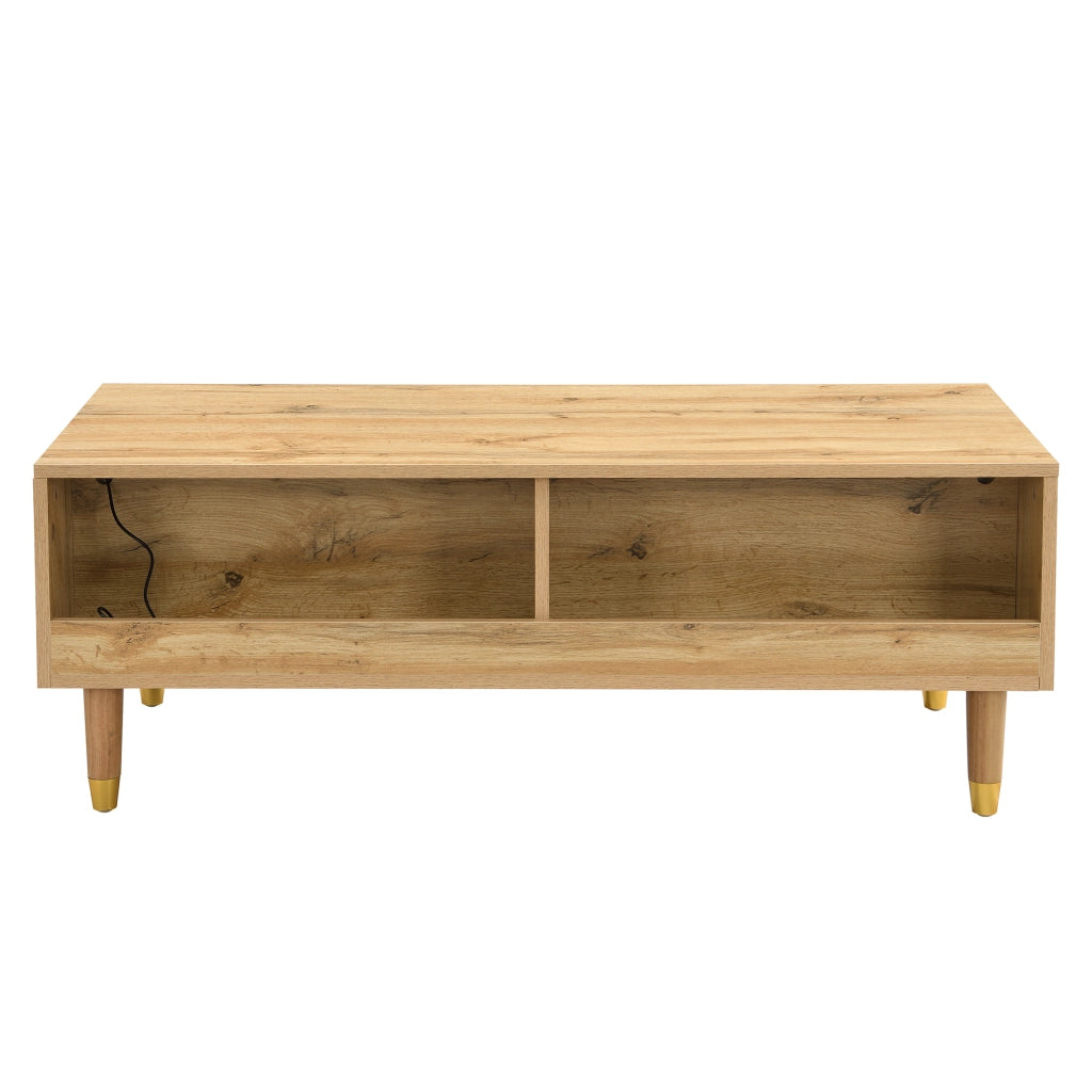 OKWISH Set di 2 Mobili da Soggiorno con Mobile TV e Tavolino con LED, 4 Ante e 2 Cassetti, MDF Legno
