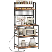 Scaffale da Cucina con Ripiani e Ganci ¨C zephmum ¨C Legno e Acciaio, 80x40x170, Marrone