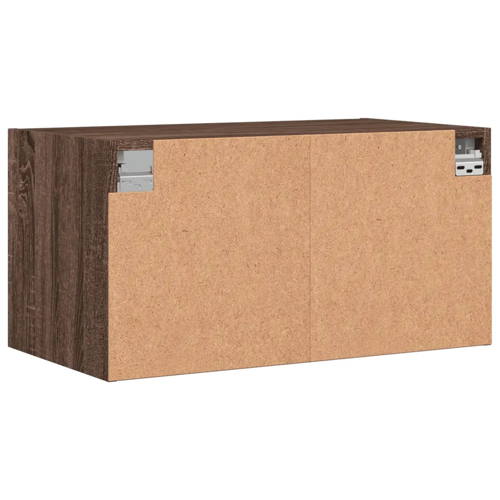Mobili a Muro con Ante in Vetro 2pz Rovere Marrone 68,5x37x35cm
