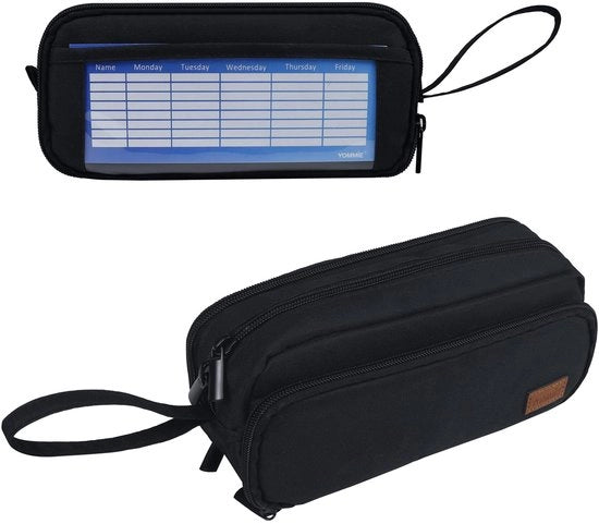Etui Vintage con Cerniera in Canapa Etui Etui Organizzatore Penna Tasca Cosmetici per Ragazze Ragazzi Nero