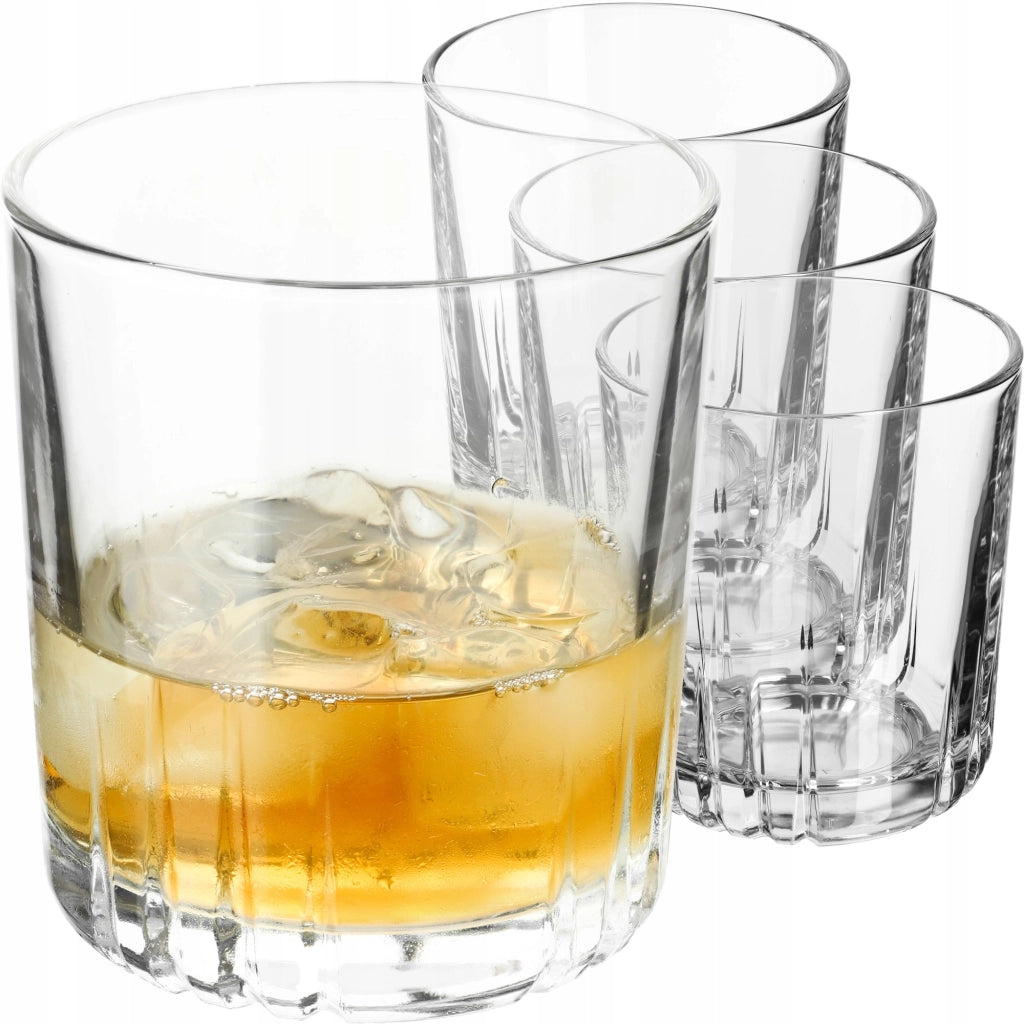 Set di 4 bicchieri KADAX per whisky, succhi di frutta e bevande, 280 ml, in vetro spesso.