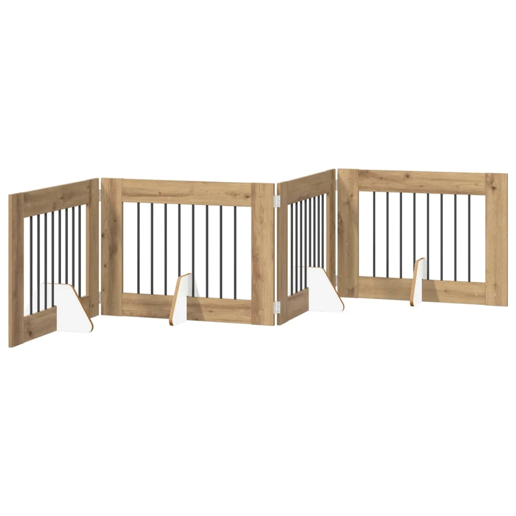 Cancello per cani pieghevole con supporti 4 pz 321 cm 892138