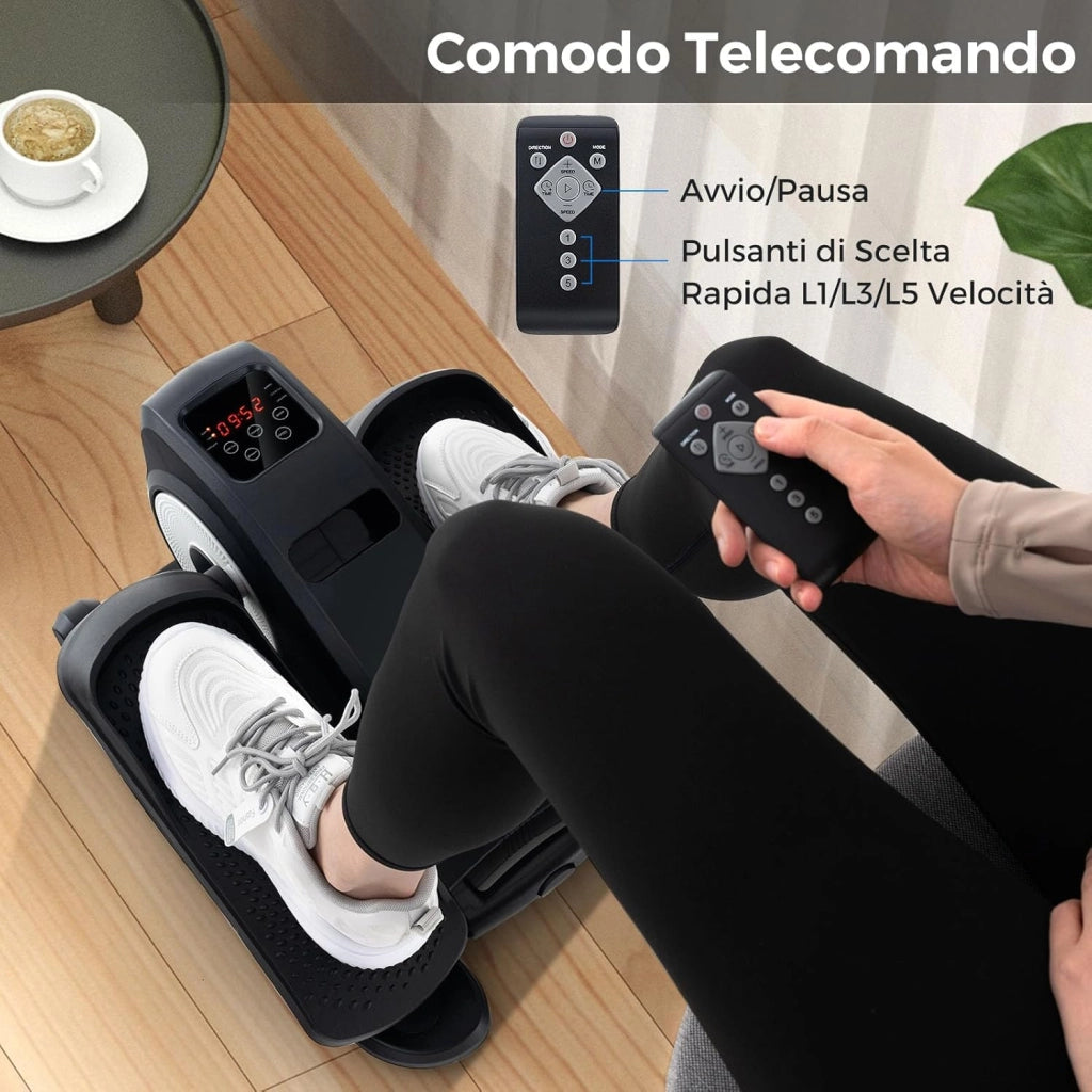 Pedaliera Elettrica Ellittica da Scrivania, Cyclette da Seduti per Gambe per Anziani con Monitor Display, Controllo Remoto, Esercitatore Silenzioso e Portatile per Casa e Ufficio