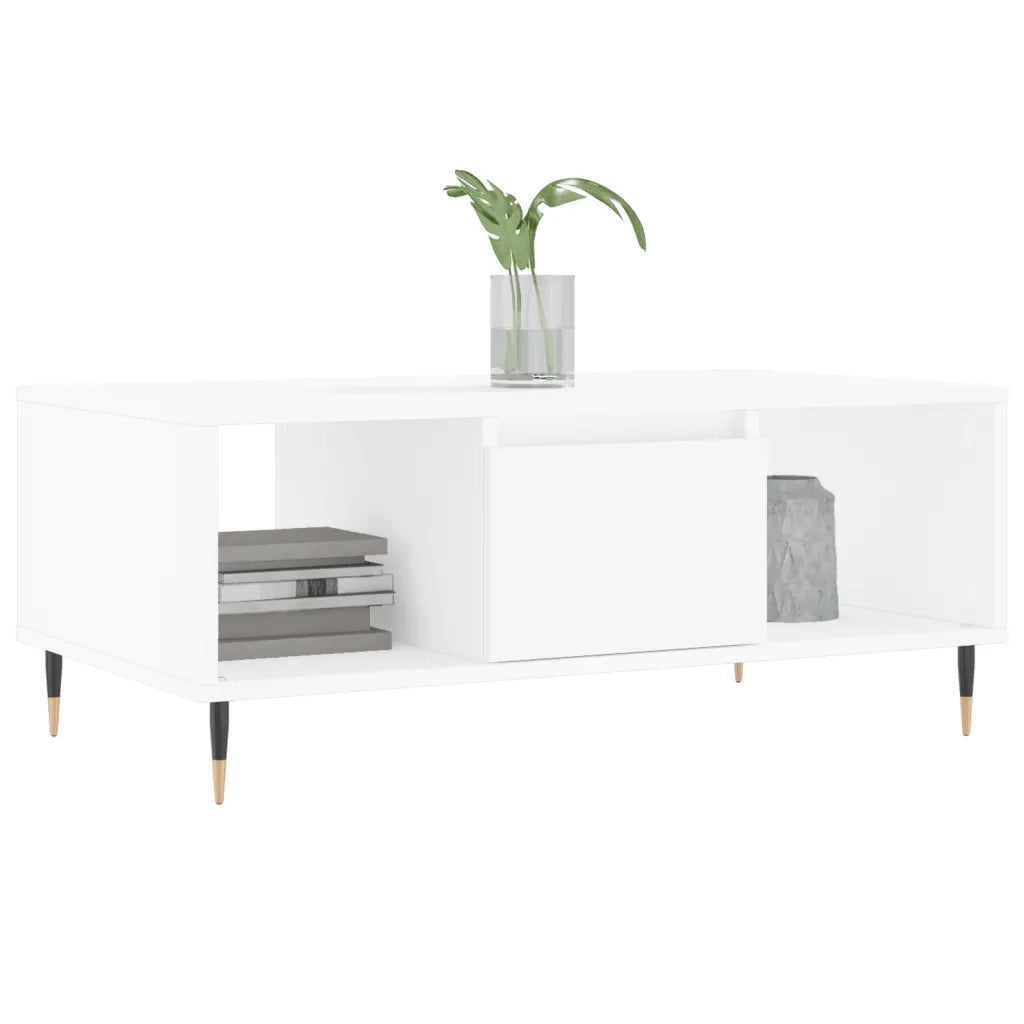 Tavolino da Salotto-Tavolino da soggiorno-Tavolo Bianco 90x50x36,5 cm in Legno Multistrato 216900