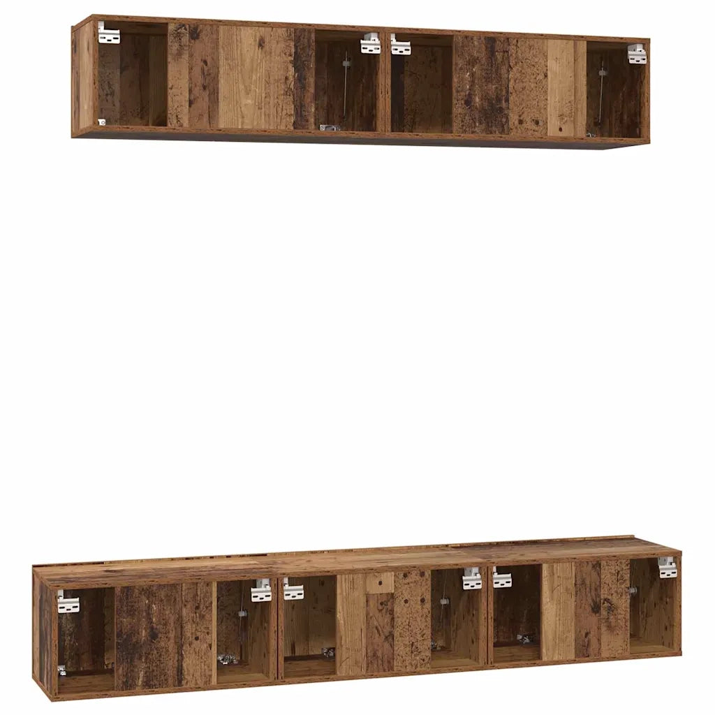 Set mobile TV 5 pz | Armadietto TV | Mobile Porta TV Legno vecchio Legno multistrato