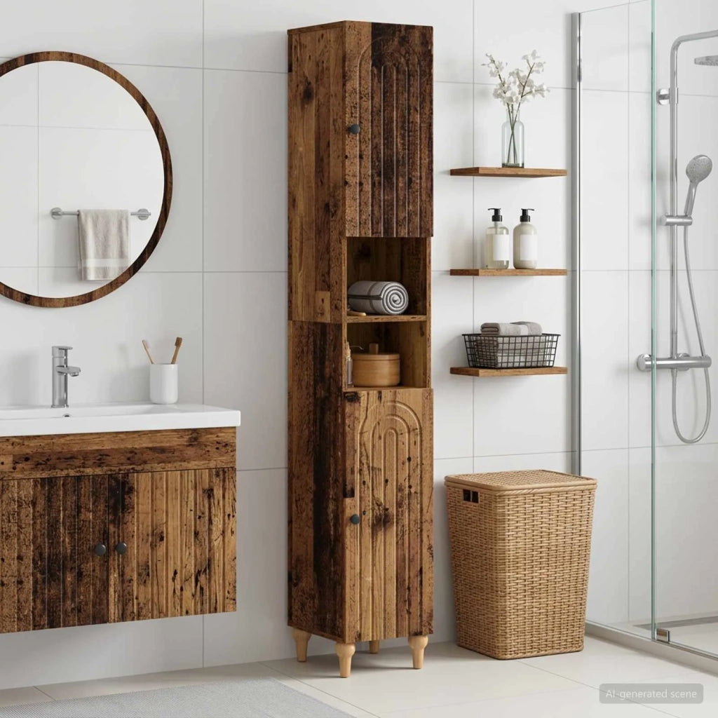 Armadio da Bagno con Ripiano Aperto ALKMAAR Legno antico 896163