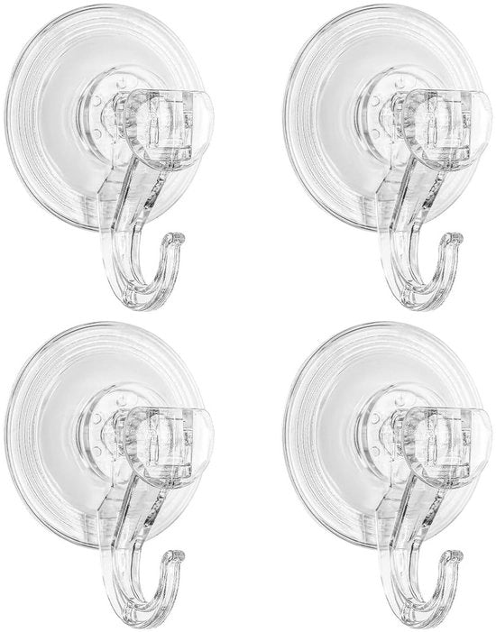 Zuignaphaken riutilizzabili 4 pezzi - Haken senza perforazione - Zuignappen extra resistenti - Capacità di sollevamento 3 kg - PVC di alta qualità - Ideali per superfici liscie - Vacuümhaak