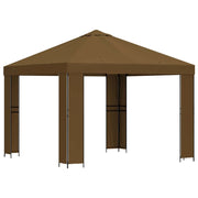 Gazebo | Pergolato 3 x 3 m Tortora Poliestere e Acciaio 190 gsm