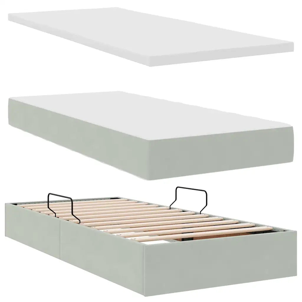 Letto con Contenitore con materasso Grigio chiaro 100 x 200 cm 3370991