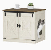 Casella per gatti mobile 60x50x54 cm stile rustico bianco – gattaiolo con parete divisoria rimovibile
