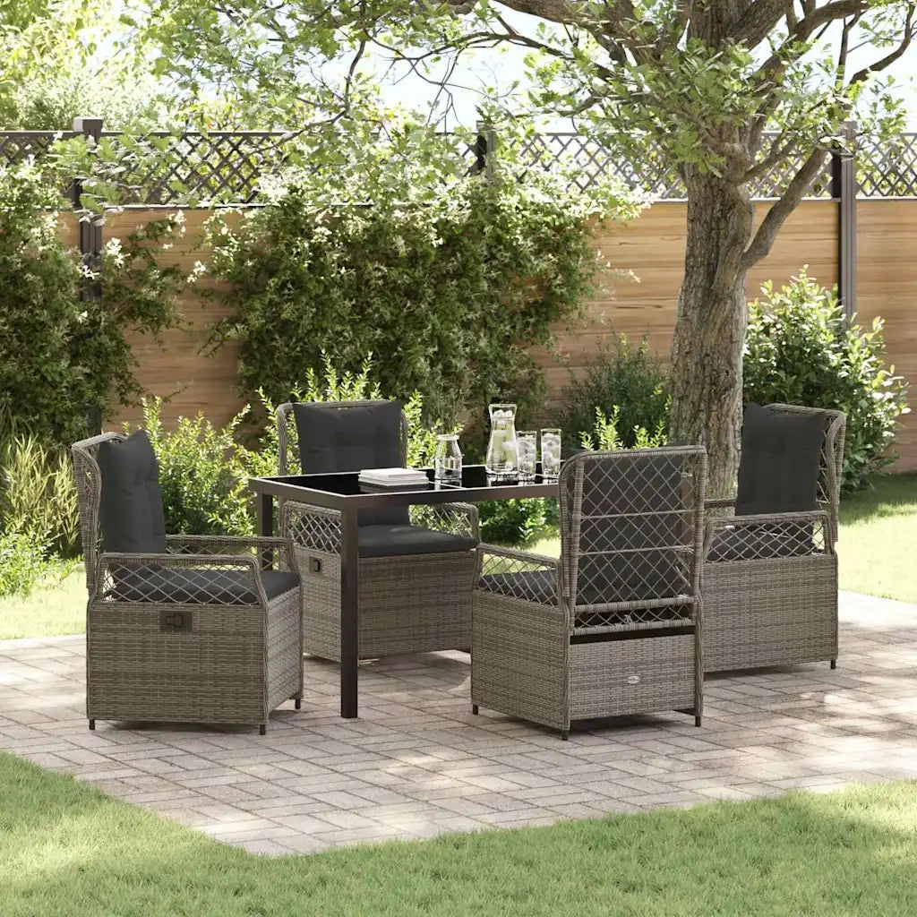 Set da Pranzo per Giardino 5 pcs Grigio polyrattan 3380997