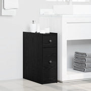Armadio da bagno stretto con ruote in rovere nero legno ingegnerizzato