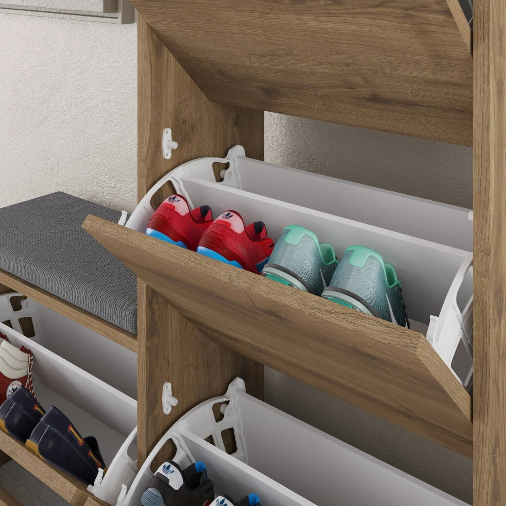 Mobile Portascarpe Velma, Scarpiera 8 Paia, 105x26x119h cm Marrone Quercia