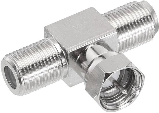 Adattatore Coassiale, F-stekker a 2 F-uscita, 75 ohm, RG6, impermeabile, antenna TV, video, ricevitore satellitare.